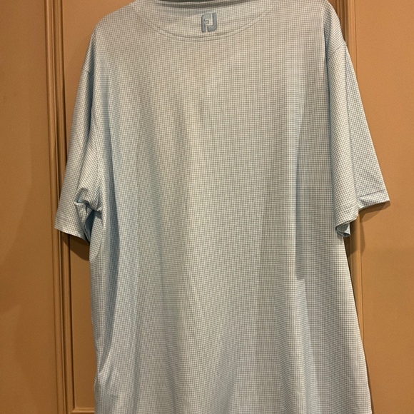FOOTJOY Turquoise Blue and White Houndstooth Short Sleeve Golf Polo Shirt Large - Picture 5 of 9